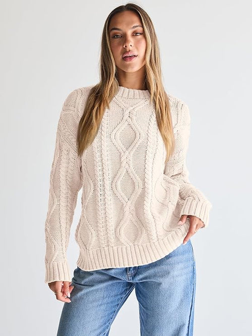 Oversized Cable Knit Crewneck